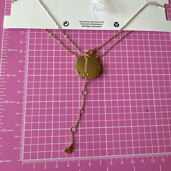 Aldo gold tone devil eye diamonds paved NECKLACE COLLIER 21” inches adjustable - Picture 3 of 4